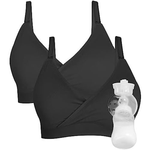 4HOW Pumping Bra Hands Free Maternity Bras for Breastfeeding Pumping and Nursing Bra in One Comfort Smooth,Great Support