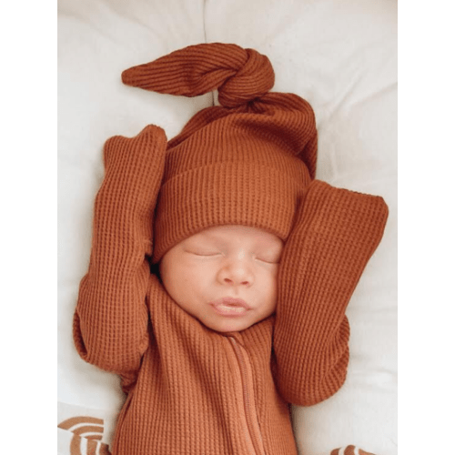 Organic Waffle Knot Beanie, Caramel