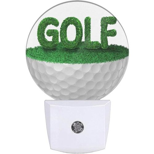 Golf Ball Night Light Half Golf Ball with Grass Golf Course Grassland Night Lights Plug into Wall with Dusk to Dawn Sensor for Boys Men Room Decor & Golfer Gifts