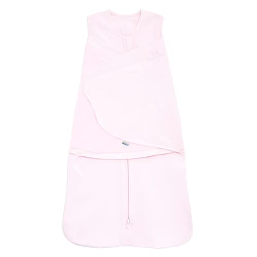 HALO 100% Cotton Sleepsack Swaddle, 3-Way Adjustable Wearable Blanket, TOG 1.5, Soft Pink, Small, 3-6 Months
