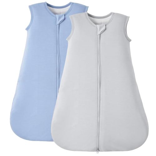 Duomiaomiao 2 Pack Buttery Soft Rayon Made from Bamboo Baby Sleep Sack 6-18 Months 1.0 TOG, Premium Baby Sleeping Bag 2-Way Zipper for Babies