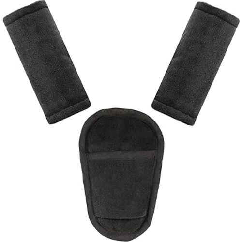 Car Seat Straps Pads for Baby Boys 3 Pieces,Super Soft Car Seat Strap Covers Kids,Man Fai Sky Infant Carseat Shoulder Pading, Hip Support for All Car Seats, Pushchair, Stroller(Black)