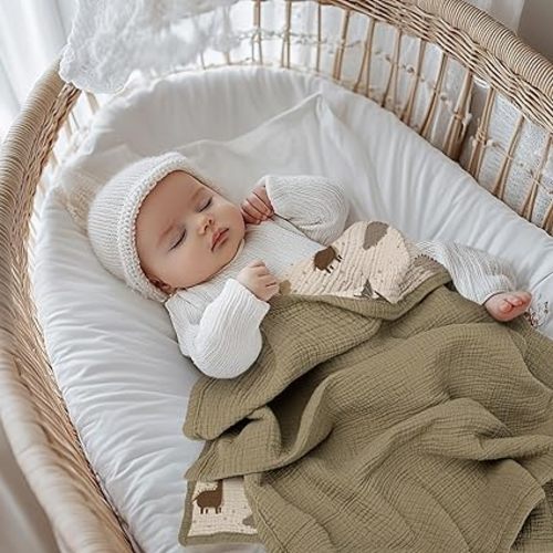 Lulu moon Baby Blanket for Newborns: Muslin Swaddle for Receiving Neutral - Crib Quilt for Travel Boy & Girls 30"x40"(Dinosaur)