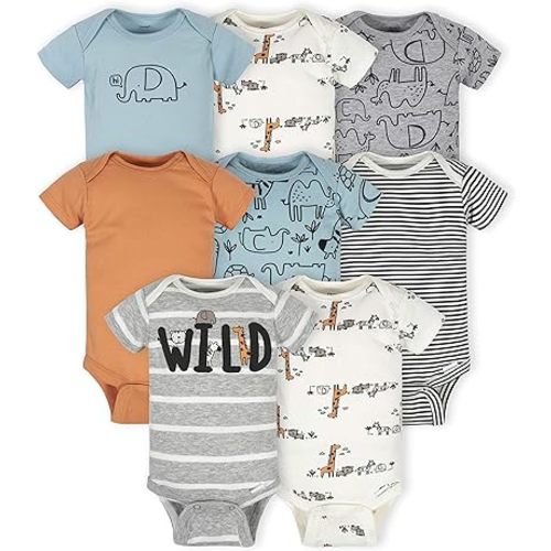 Gerber Baby Boys' 8-Pack Short Sleeve Onesies Bodysuits