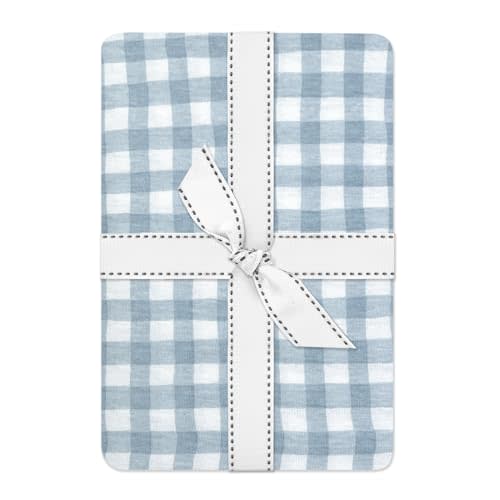 Butterblu Frankie Fitted Crib Sheet 100% Organic Cotton for Baby & Toddler Mattress, Breathable for Boys & Girls, Blue Check, One Size