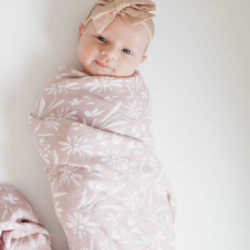 Pink floral baby swaddle