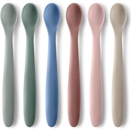 6-Piece Silicone Baby Feeding Spoons for First Stage Infant, Soft-Tip Easy on Gums I Training Spoon Self | Baby Utensils Feeding Supplies, Dishwasher Safe & Boil-proof