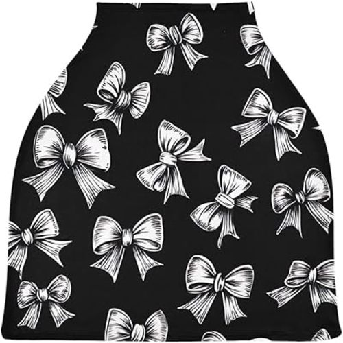 Cute Bows Car Seat Covers for Babies Breathable Nursing Breastfeeding Cover Multi-Use Infant Carseat Canopy and Stroller Cover for Boys Girls