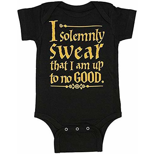Curiositees Unisex Baby I Solemnly Swear That I Am Up To No Good One Piece Bodysuit - Black