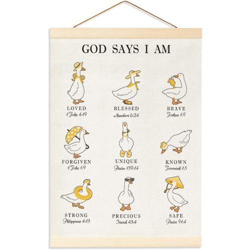 Silly Goose Nursery Decoration, Bible Verses for Nursery Decor, Inspirational Christian Wall Art, Excellent Room Decor for Kids, Toddler, Playroom, and Bedrooms, God Say I Am Hanging Flag Banner