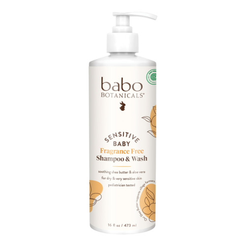 Babo Botanicals Sensitive Baby Fragrance-Free 2-in-1 Shampoo & Wash - Shea Butter, Calendula & Aloe Vera - EWG Verified - Cruelty-Free - Vegan - Pediatrician Tested - For Babies & Kids