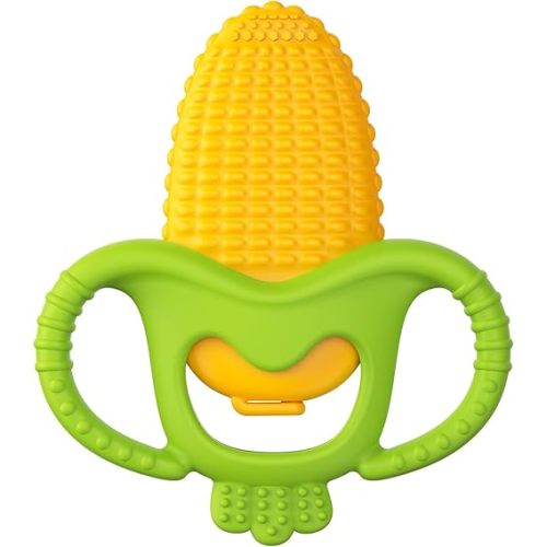 akolik Baby Teething Toys, Baby Frozen Teething Relief, BPA Free Infant Chew Toys Newborn Accessories, Cold Freezer Teethers for Babies 0-3-6-9-12 Months Old Boys Girls (Corn F)