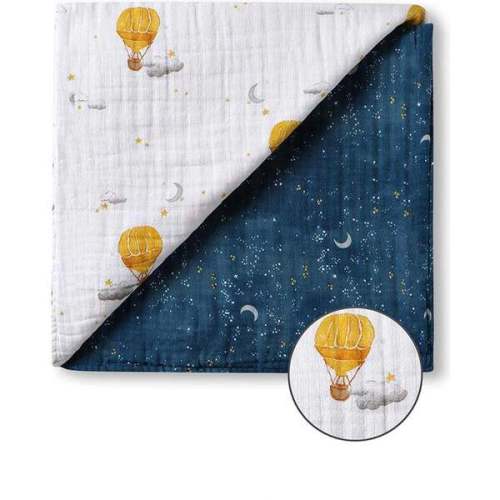 Organic Muslin Four-Layer Reversible Snug Blanket, Mystical Night - Malabar Baby | Maisonette
