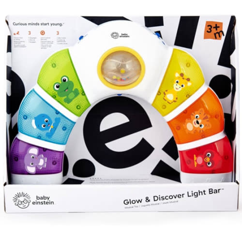 Baby Einstein Glow & Discover Light Bar Musical Activity Station and Tummy Time Toy, Montessori Cause and Effect Early Learning for 3-36 months