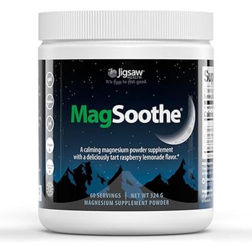 Jigsaw Health MagSoothe | Fast-Acting, Calming Magnesium Glycinate Powder Supplement | Raspberry Lemonade Flavor | 60 Servings (Jar)