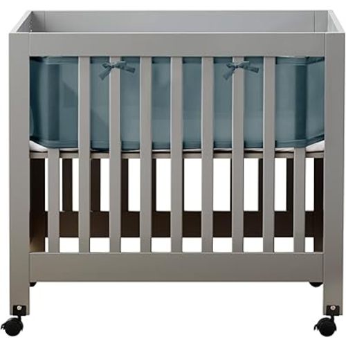 Breathable™ Mesh Liner for Mini Cribs, Deluxe 4mm Mesh, Blue Haze (Size 4M Covers 4 Sides, Mini Cribs Only)