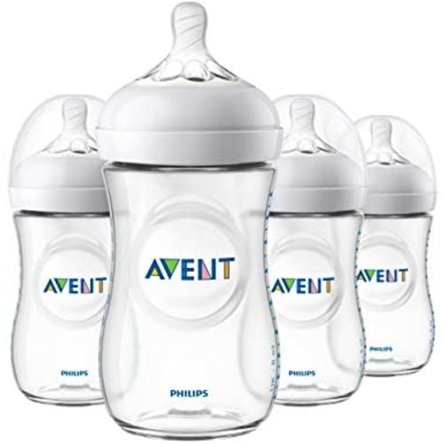 Philips Avent Natural Baby Bottle, Clear, 9 Oz, 4 pack, SCF013/47 - 4 Piece SCF013/47