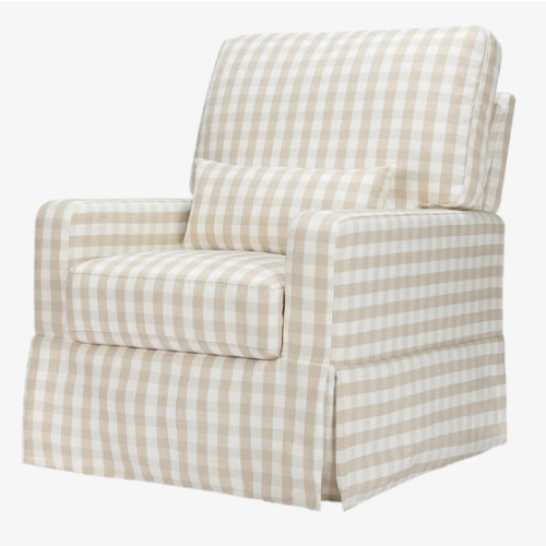 Crawford Pillowback Comfort Swivel Glider in Gingham