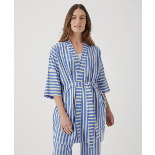 PACT Women's Striped Staycation Short Robe XL