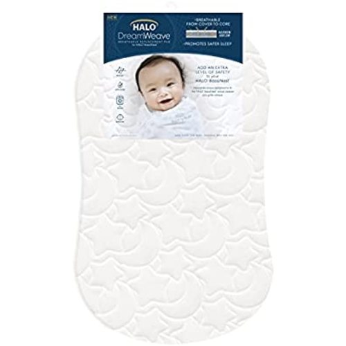 HALO DreamWeave Breathable Mesh BassiNest Mattress Replacement Pad – 100% Machine Washable Cover – Hypoallergenic, Non-Toxic Materials – 30” x 18” x 1.3”