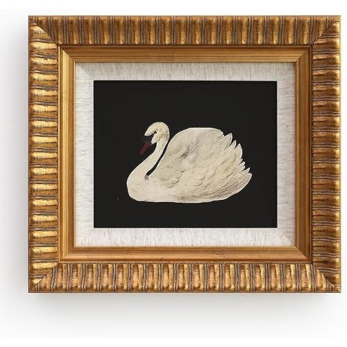 Gold Wood Framed Canvas Wall Art Vintage Decor,Black Swan Painting Prints,8"x10" Picture Frame for Living Room Bathroom Kitchen Bedroom，Tempered Glass