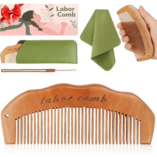 Birth Comb for Labor Pain, Natural Wooden Labor Combs for Women Pregnancy, pregnancy hospital bag essentials&Delivery Essentials, Baby Comb & Shower Comb for New Mom Gifts