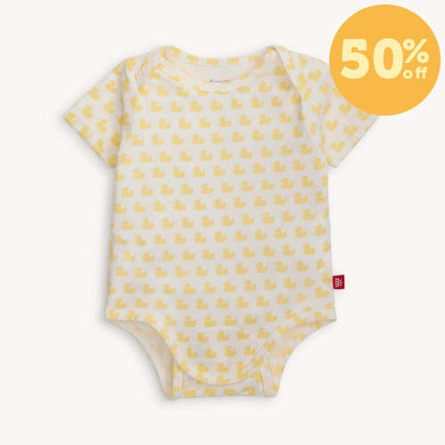 many ducks yellow CloudStretch™ magnetic bodysuit