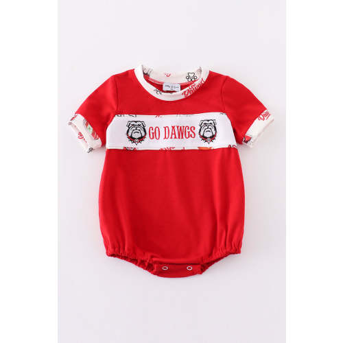 Red go dawgs embroidery boy bubble – HoneyBean