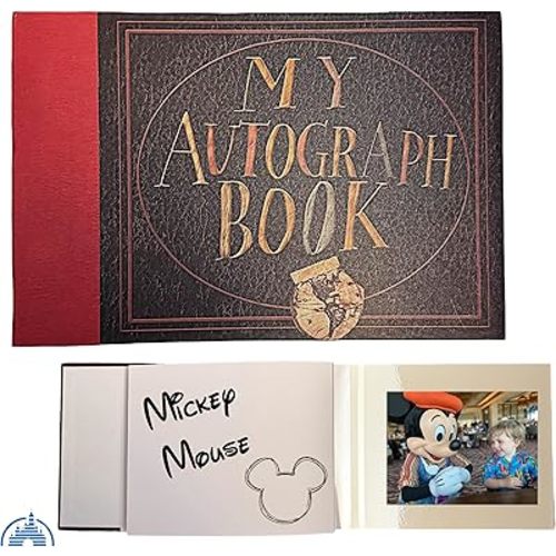 Autograph Book & Photo Album Combo for Disney World, Disneyland & Cruise Vacations – Hardcover Travel Keepsake for Kids, Character Signature Book, 40 Autographs & 40 Photos, Theme Park Trip Essentials