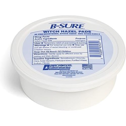B-Sure Pre-Moistened Witch Hazel Pads, 40 Count