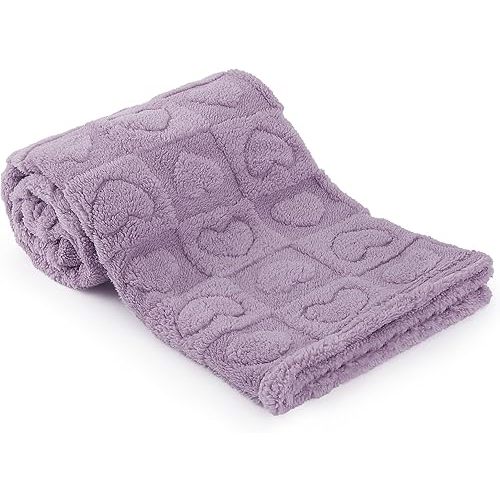 Plush Soft with Heart Checkered Baby Blanket,Fleece Infant Toddler Blankets for Girls Boys,Warm Lightweight Breathable Newborn Receiving Blankets for Crib Stroller 32"×37"(Purple,Heart)