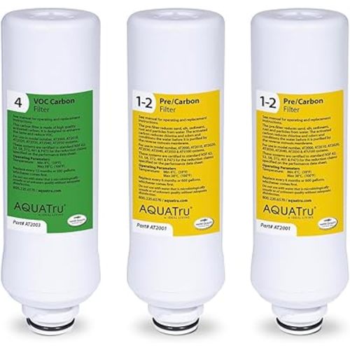 AquaTru - 1 Year Combo Pack - Includes 2 Pre-Filters & 1 Carbon Filter for Reverse Osmosis Water Purifier (for AquaTru Classic, Smart & Under Sink AquaTru Water Purifier Filter)