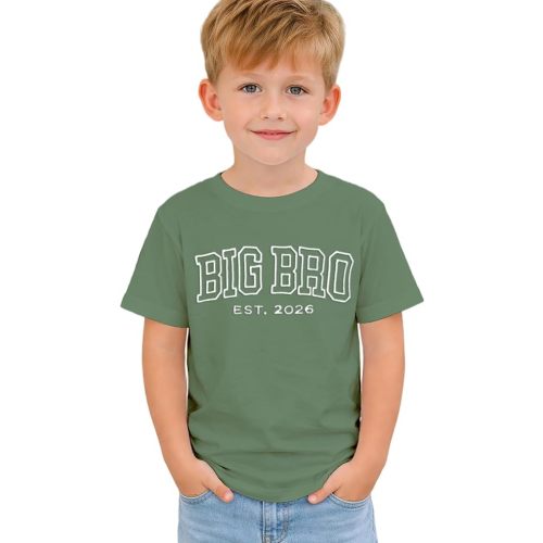 Big Brother T-Shirts Toddler Big Bro Est. 2026 Embroidery Graphic Tee Tops Baby Boys Announcement Crewneck Clothes