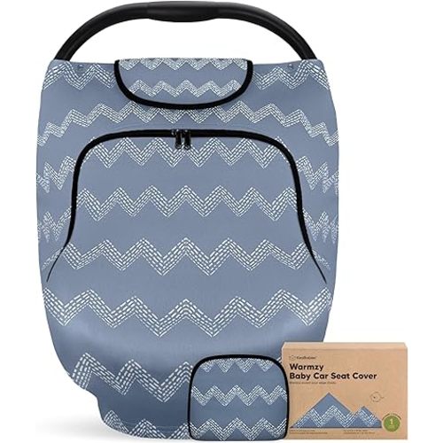 Car Seat Cover for Babies - Baby Car Seat Canopy for Spring, Autumn, Winter - Universal Stretch Fit Car Seat Cover for Babies, Boys, Girls - Breastfeeding Nursing Cover -Infant Carseat Cover (Indigo)