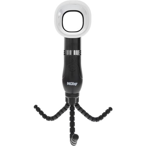 Nuby Bladeless Stroller Fan with Adjustable Legs - 3-Speed Portable Fan for Car Seats and Play Yards - Stroller Accessories - Safe Design for Little Fingers - Black