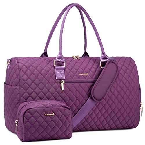 LOVEVOOK Travel Duffle Bag, Weekender Bag for Women with Toiletry Bag, Carry on Overnight Bag with Shoe Compartment, Gym Duffel Bag with Wet Pocket, Mommy Hospital Bags for Labor and Delivery