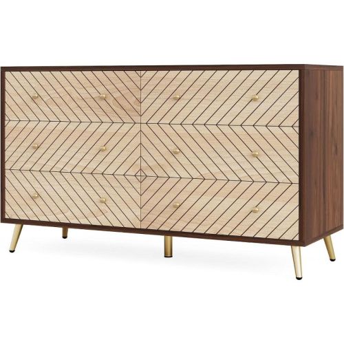 Tribesigns 47-Inch Chest of Drawers, Double Wide Dresser with 6 Drawers for Bedroom, Closet, Brown
