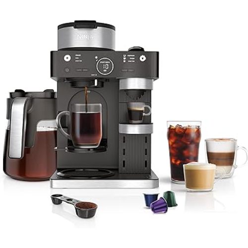 Ninja Espresso & Coffee Maker & Barista System, 3 Espresso Brew Styles, Single-Serve Coffee & Nespresso Capsule Compatible, Built-in Frother, Espresso, Cappuccino & Latte Maker, Black, CFN601