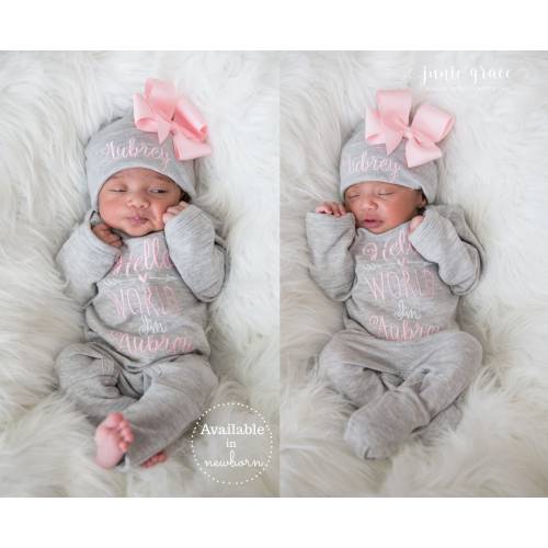 Baby Girl Coming Home Outfit Baby Girl Clothes Personalized Baby Girl Gift Personalized Baby Girl Outfit Newborn Girl Clothes Newborn Hat