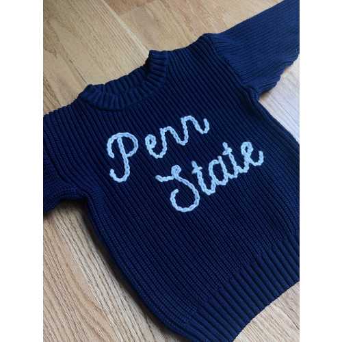 Toddler | Youth | Penn State Custom Embroidered Sweater | Sweater | Hand Embroidered | Cursive | Gift