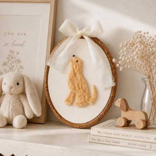 Golden retriever nursery new baby gifts dog nursery decor personalized expecting mom gift baby custom embroidery needle felting wall decor