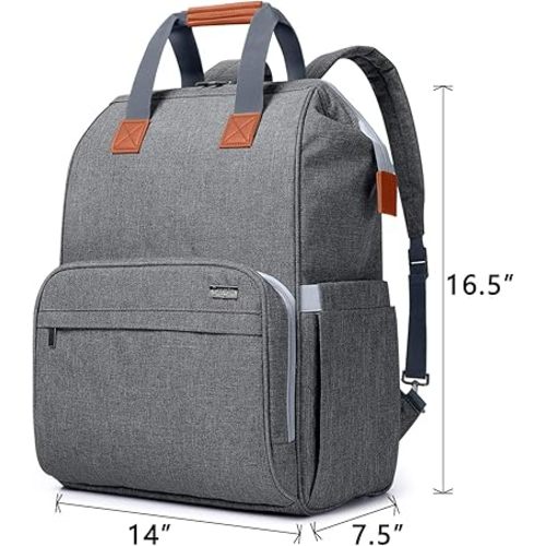 LUXJA Breast Pump Bag with Compartments for Cooler Bag and Laptop, Breast Pump Backpack with 2 Options for Wearing (Fits Most Major Breast Pump, Suitable for Working Mothers), Gray