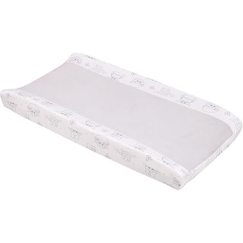 Star Wars Grogu Cutest in The Galaxy Cream and White Super Soft Contoured Changing Pad Cover
