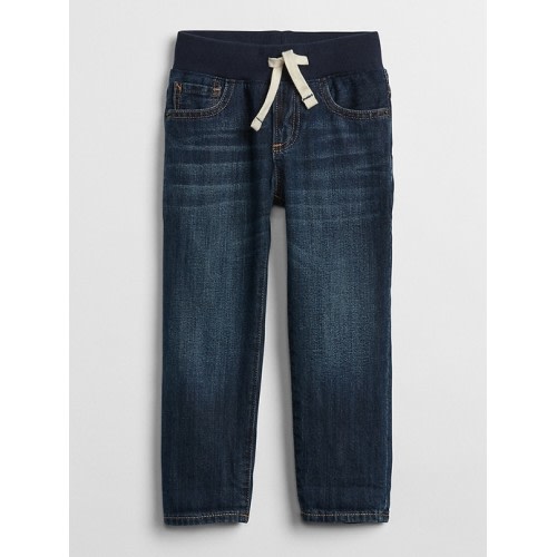Toddler Pull-On Slim Jeans in dark wash indigo, size: 12-18 M