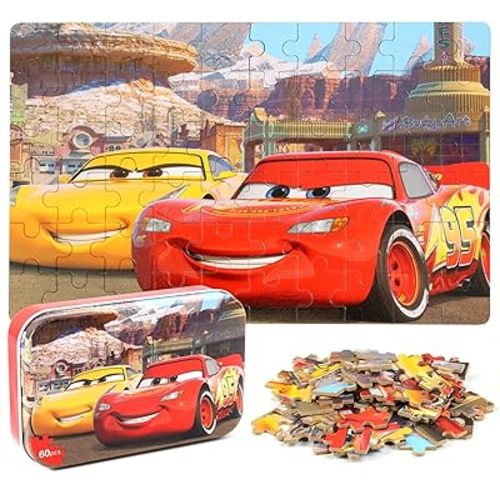 Puzzles for Kids Ages 4-8 60 Pieces Jigsaw Puzzles for Boys and Girls Educational Learning Puzzles in Metal Box