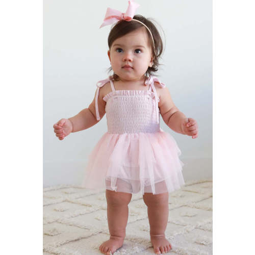 Smocked Tutu Bodysuit | Blush