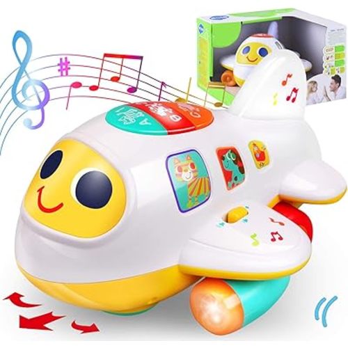 My First Airplane Toy for Toddlers and Babies, Early Educational Musical Plane for Learning Letters, Numbers and Colors - Lights Up, Sings, and Moves Around
