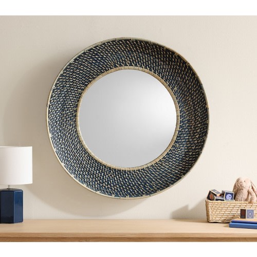 Navy Quinn Round Mirror (29")