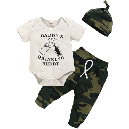 Newborn Infant Baby Clothes Long Sleeve Romper + Pants + Hat 3PCS Outfits Set