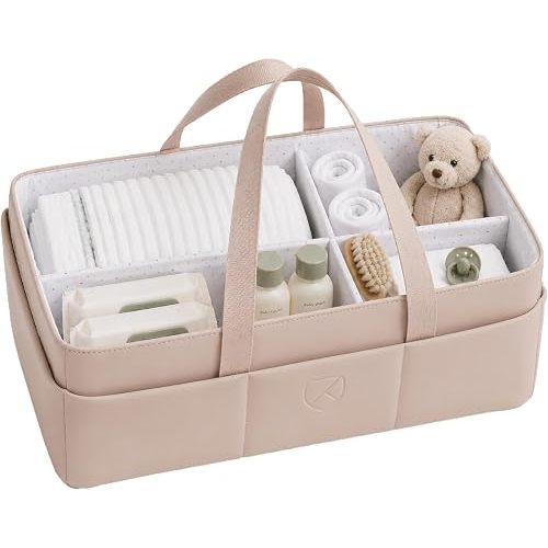 Koala Babycare Baby Diaper Caddy Organizer - Large Portable Nursery Storage Baby Basket with Handles for Newborn Essentials, Diapers, Wipes - Changing Table Caddy Organizer for Boy & Girl